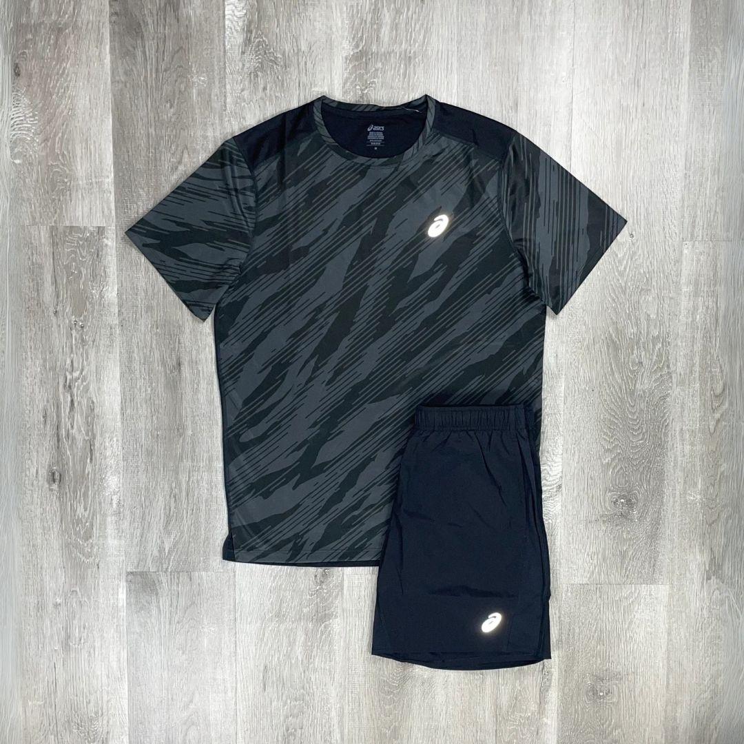 Asics 'All Over Print' Black Core T-Shirt Set