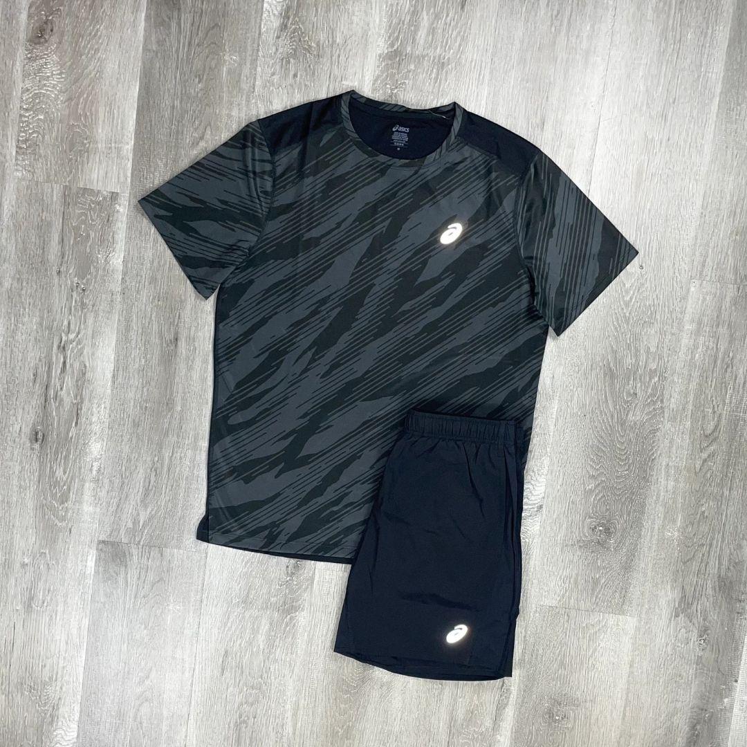 Asics 'All Over Print' Black Core T-Shirt Set