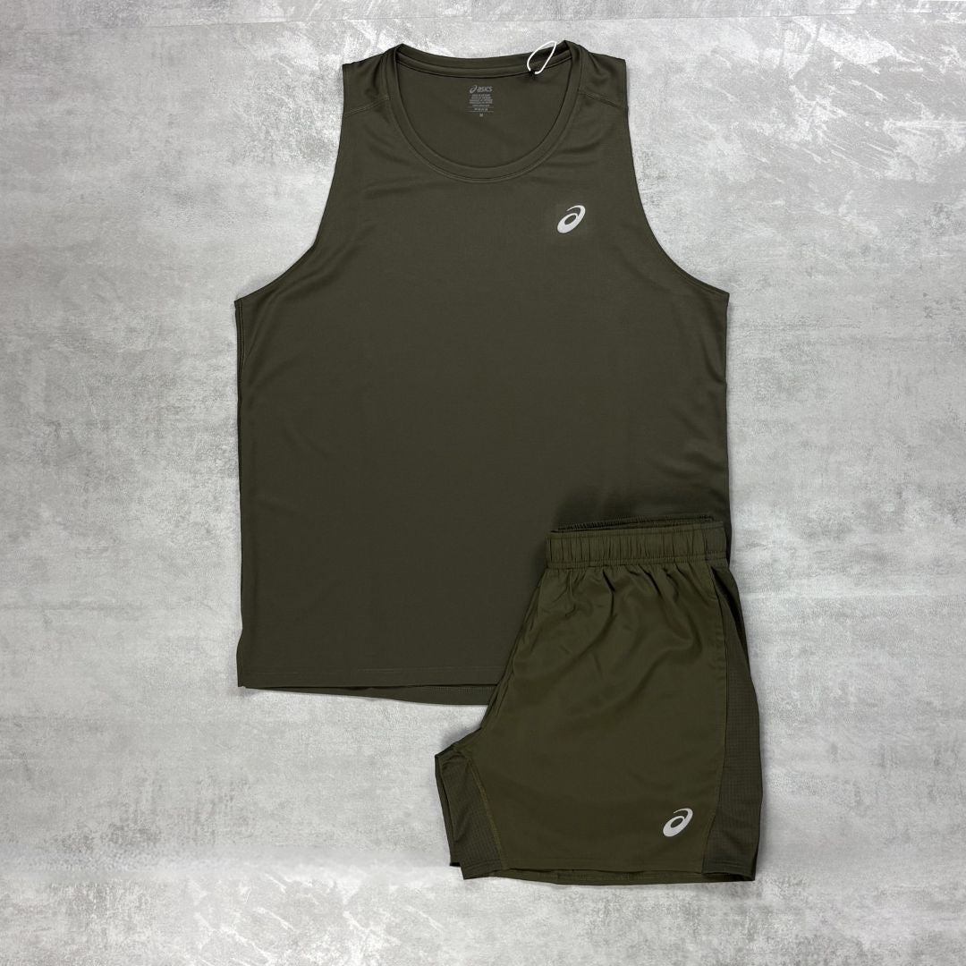 ASICS Brown Stone Core Vest Set, one of the best ASICS sets for summer
