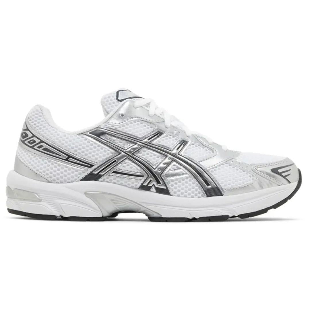 ASICS GEL-1130 in White Silver, tonal white suede and mesh, side profile