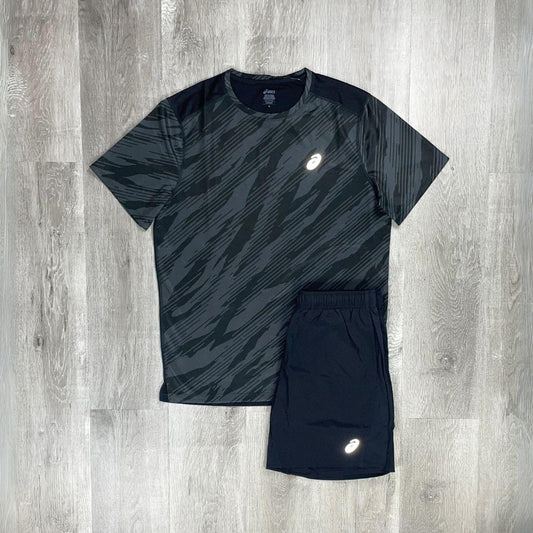 Asics 'All Over Print' Black Core T-Shirt Set