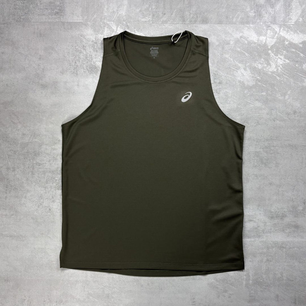 Asics brown stone core vest laid flat out on grey concrete 