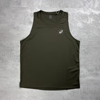 Asics brown stone core vest laid flat out on grey concrete 