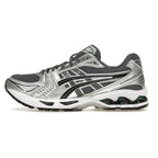 Asics Grey and black running shoe on a white background
