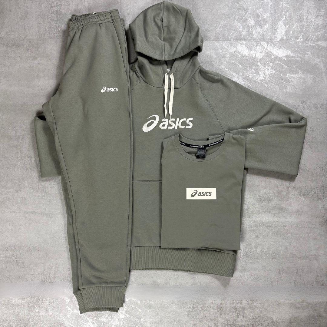 Asics 'Light Green' Logo Fleece Hoodie, Tee & Pant