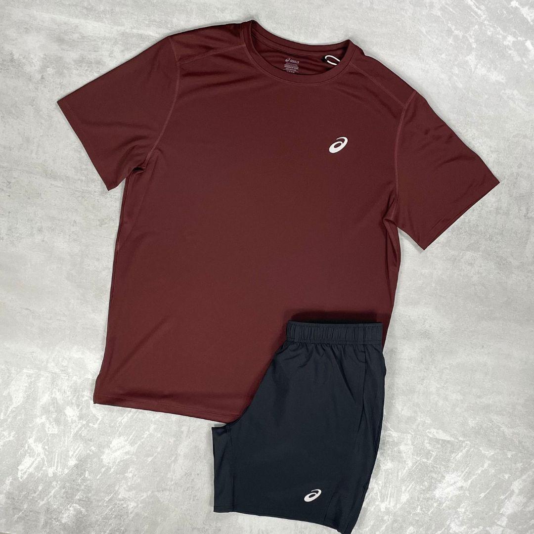 Asics 'Maroon' Core T-Shirt Set