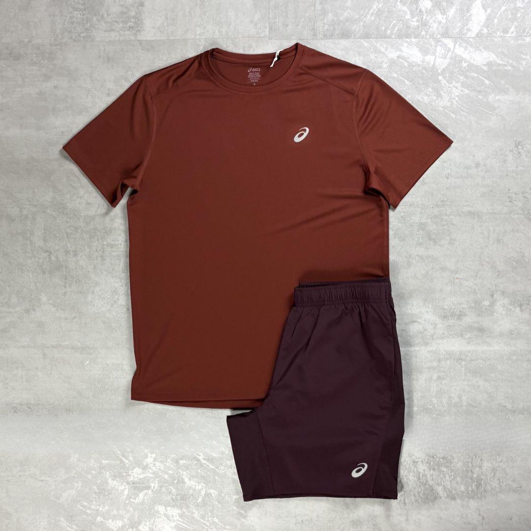 Asics 'Maroon' Core T-Shirt Set