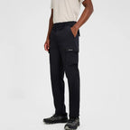 Berghaus Black Everyday Cargo Pant for men, front view on model of black relaxed-fit cargo trousers with open hand pocket, flap thigh pocket with Berghaus logo and straight leg