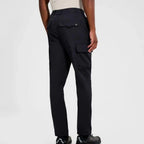 Berghaus Black Everyday Cargo Pant for men, back view on model showing the flap rear pocket and side thigh cargo pocket, part of the Black Vaskye Hooded Hybrid Jacket & Cargo Pant Tracksuit