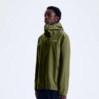 Berghaus 'Dark Green' Deluge Pro 3.0 Jacket for men, side view on model showing the hood and zipped hand pocket, part of the 'Dark Green' Deluge Pro 3.0 Jacket, Tee & Cargo Pant Tri-Set