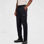 Berghaus Black Everyday Cargo Pant for men, front view on model of black relaxed-fit cargo trousers with hand in the front pocket and thigh cargo pocket, part of the 'Dark Green' Vaskye Hooded Jacket & Cargo Pant Tracksuit