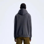 Berghaus 'Dark Grey' Logo Zip-Up Hoodie for men, back view on model showing the plain hood and ribbed hem of the dark grey hoodie, part of the 'Dark Grey' Logo Zip-Up Hoodie, Tee & Cargo Pant Tracksuit