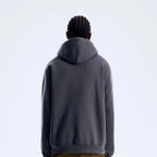 Berghaus 'Dark Grey' Logo Zip-Up Hoodie for men, back view on model showing the plain hood and ribbed hem, part of the 'Dark Grey' Logo Zip-Up Hoodie & Cargo Pant Tracksuit
