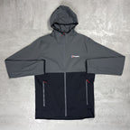 Gray and black jacket with a Berghaus logo on a gray background