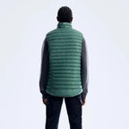 Berghaus Green Vaskye Gilet for men, back view on model showing the quilted panels of the green insulated gilet, part of the Green Vaskye Gilet & Cargo Pant Tracksuit