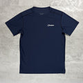 Navy blue t-shirt with a Berghaus logo on a gray textured background