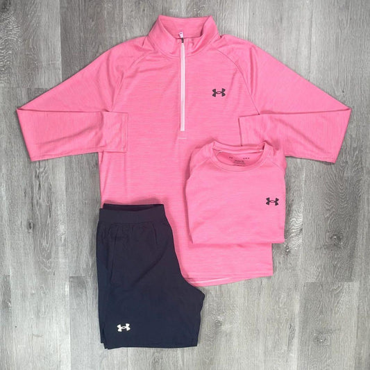 Under Armour 'Pink Foam' Textured Tech Half-Zip Tri-Set