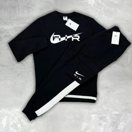 Nike Black / White Air Swoosh Crew Neck Tracksuit