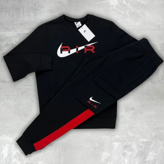 Nike Black / Red Air Swoosh Crew Neck Tracksuit