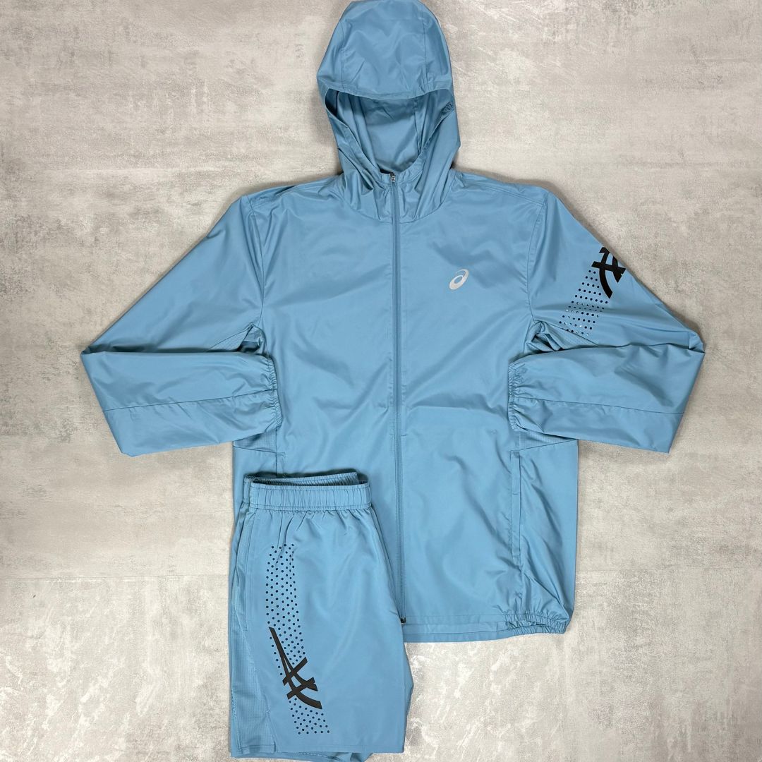 Asics 'Light Blue' Icon Jacket Set