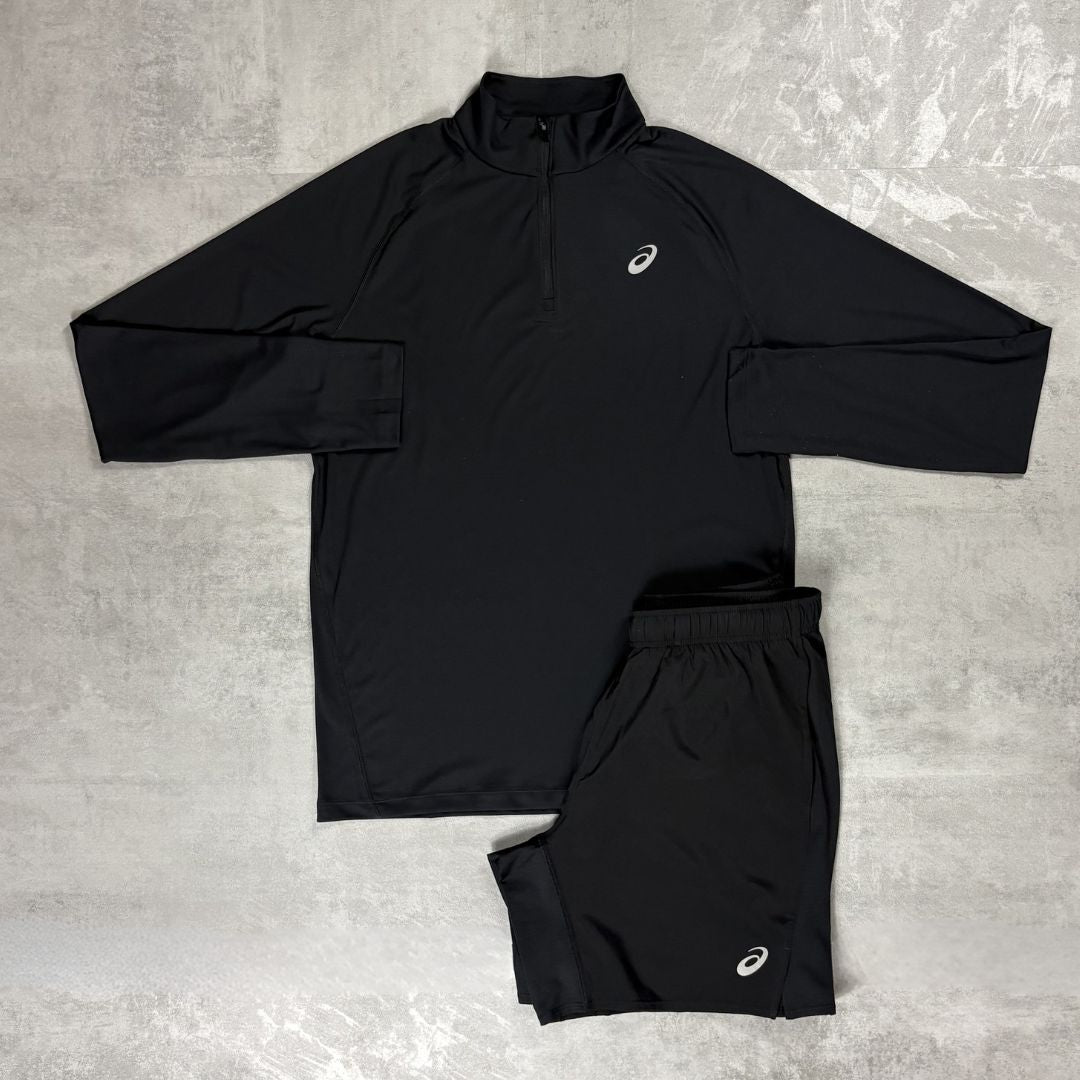 Asics Black Sport Half-Zip Set